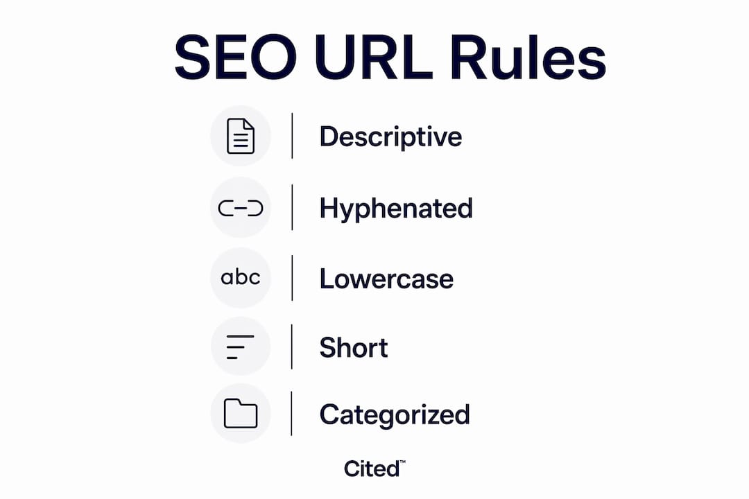 Infographic showing SEO friendly URL structure rules